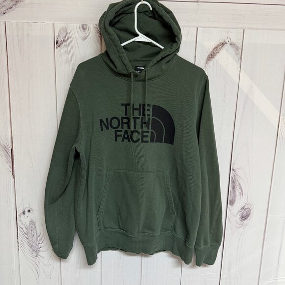 The North Face Men’s Big Logo Pullover Hoodie Large Green EUC - Picture 1 of 8